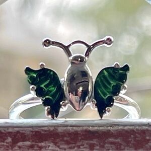 Stunning Natural Carved Butterfly Watermelon Tourmaline Ring | sz 6